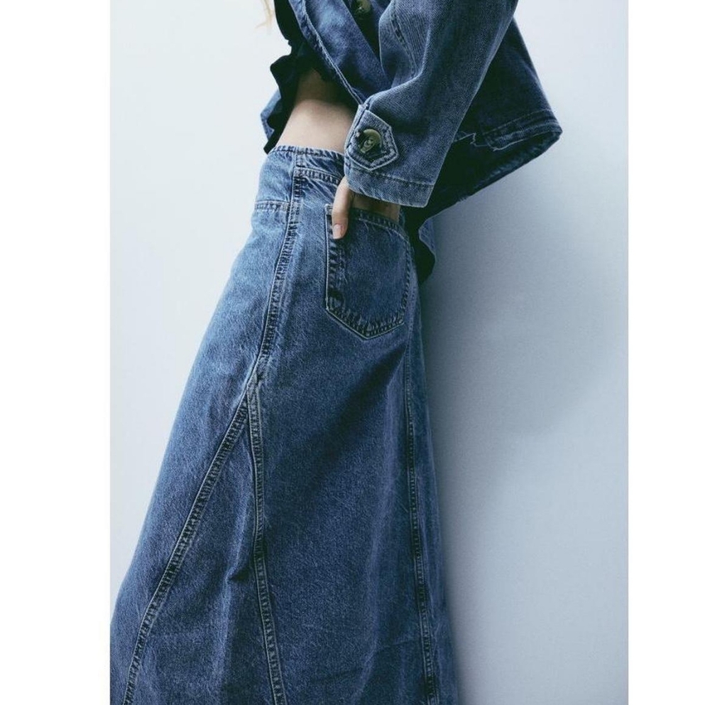 H&m denim maxi skirts light blue BNWT - Picture 5 of 16